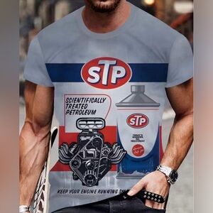 New Men's Vintage STP Oil Print T-Shirt Size XXL